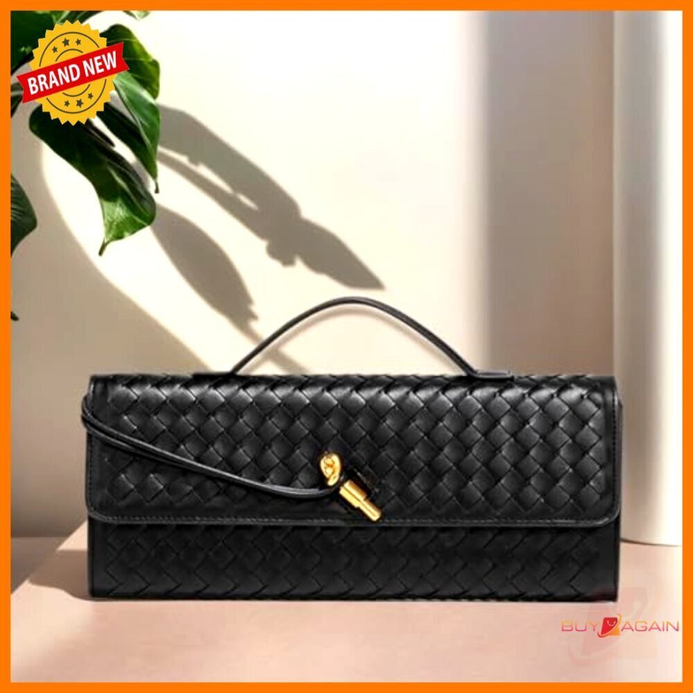 PU Leather Woven Clutch with Adjustable Strap, Crossbody or Shoulder Bag - Picture 2 of 6